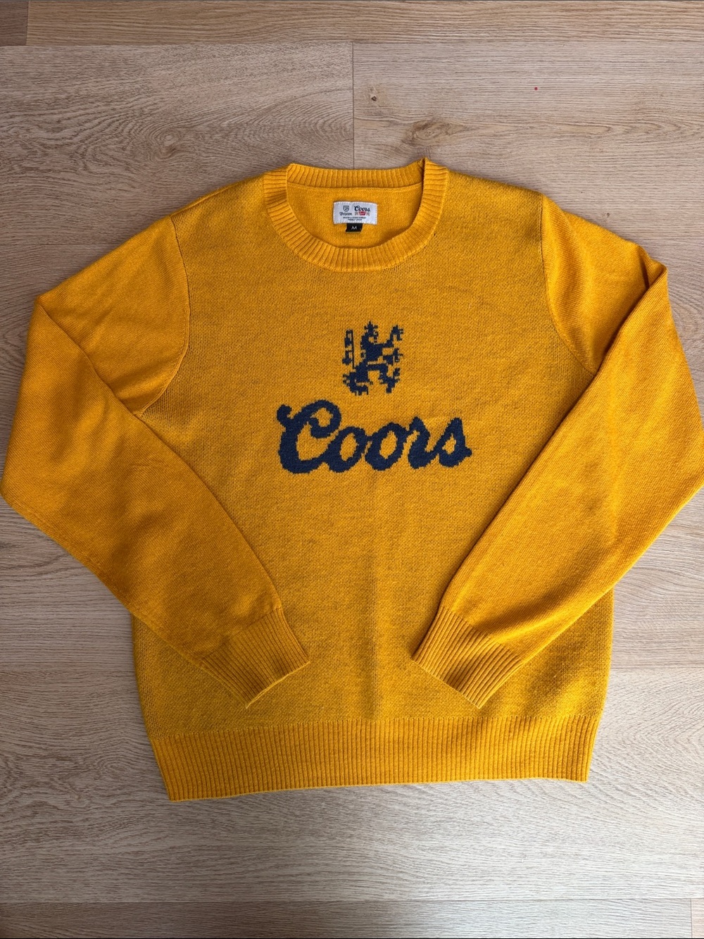 Brixton x Coors Mustard Yellow Crewneck Sweater with Navy Logo
